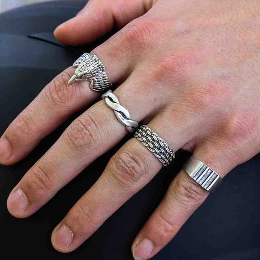 4 Pack Ring Set Design Real Silver Plate Extending Sizing