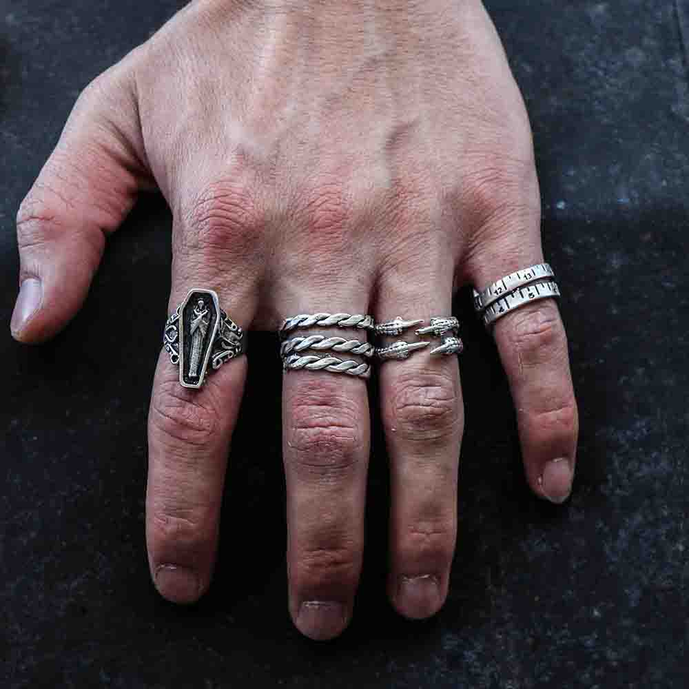 4 Pack Ring Set Design Real Silver Plate Extending Sizing