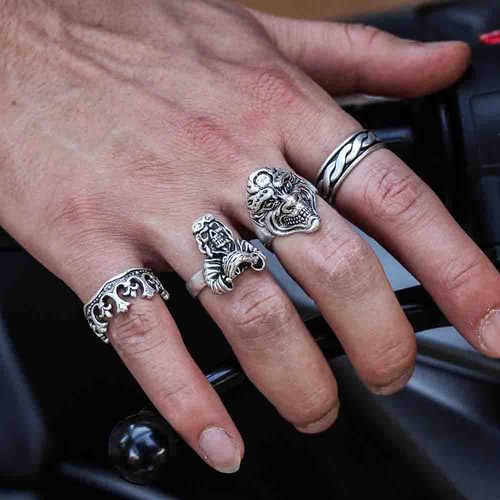 4 Pack Ring Set Design Real Silver Plate Extending Sizing