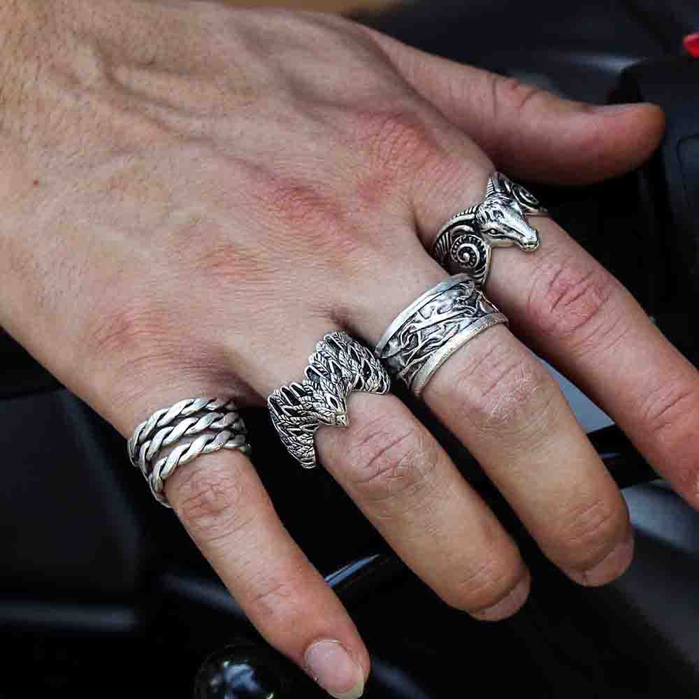 4 Pack Ring Set Design Real Silver Plate Extending Sizing