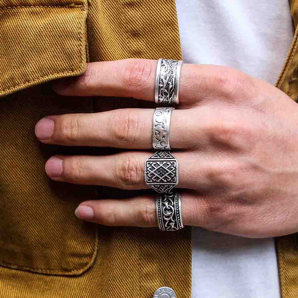 4 Pack Ring Set Design Real Silver Plate Extending Sizing