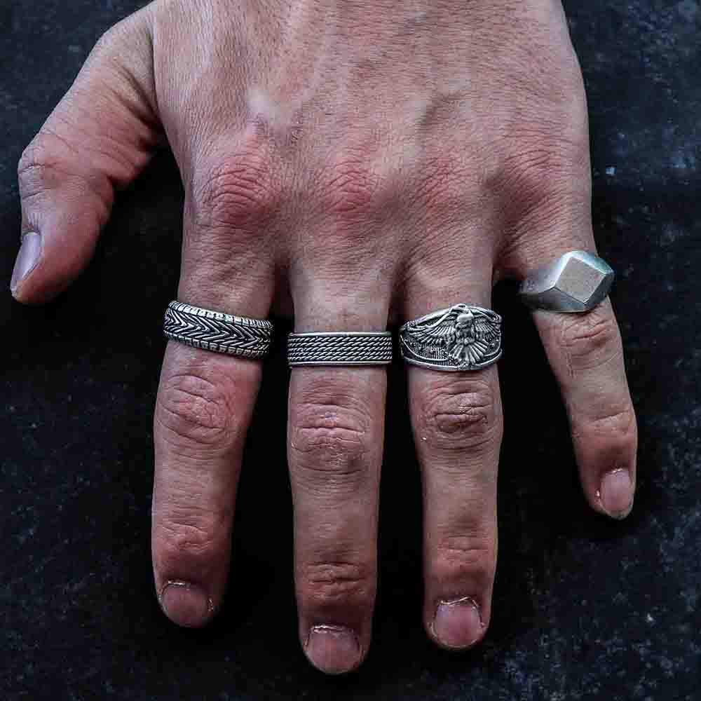 4 Pack Ring Set Design Real Silver Plate Extending Sizing