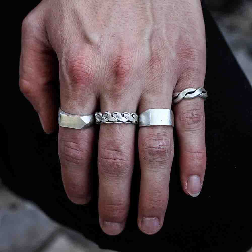 4 Pack Ring Set Design Real Silver Plate Extending Sizing