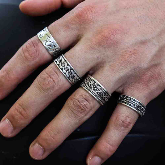 4 Pack Ring Set Design Real Silver Plate Extending Sizing