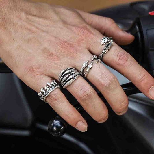 4 Pack Ring Set Design Real Silver Plate Extending Sizing