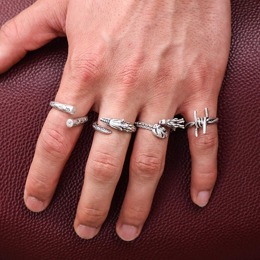 4 Pack Ring Set Design Real Silver Plate Extending Sizing