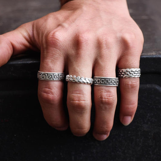 4 Pack Ring Set Design Real Silver Plate Extending Sizing