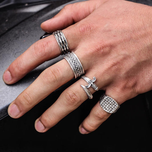 4 Pack Ring Set Design Real Silver Plate Extending Sizing