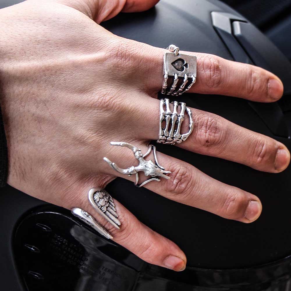 4 Pack Ring Set Design Real Silver Plate Extending Sizing