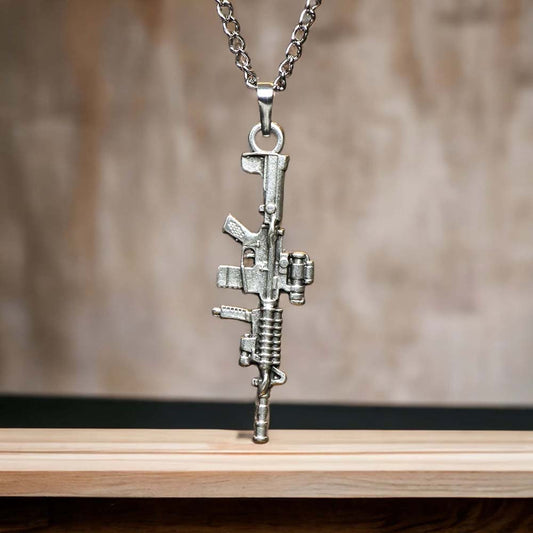 Rifle Design Real Silver Plate Necklace