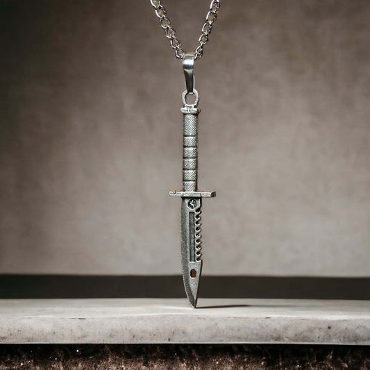 Knife Design Real Silver Plate Necklace