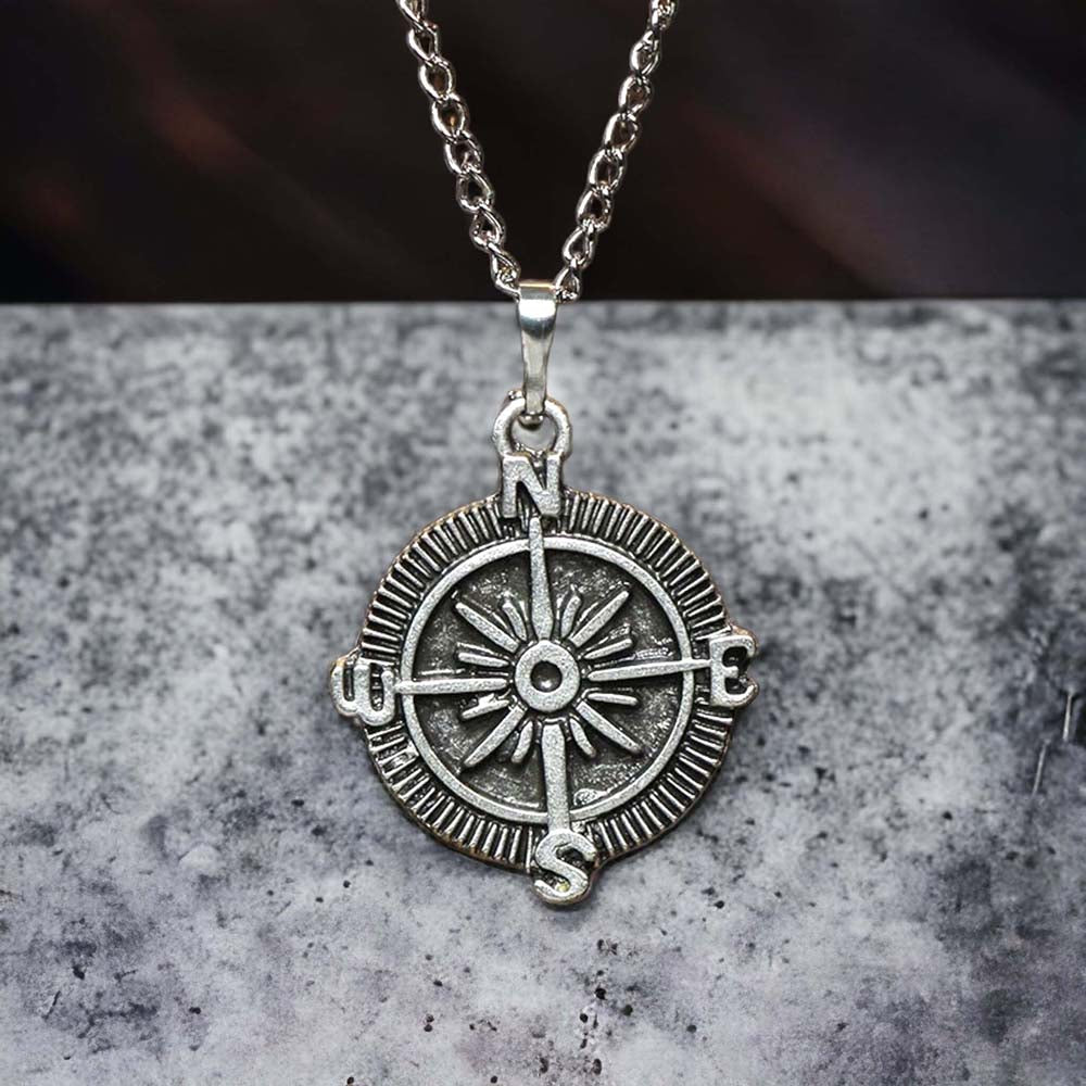 Compass Design Real Silver Plate Necklace