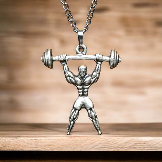 Barbell Design Real Silver Plate Necklace