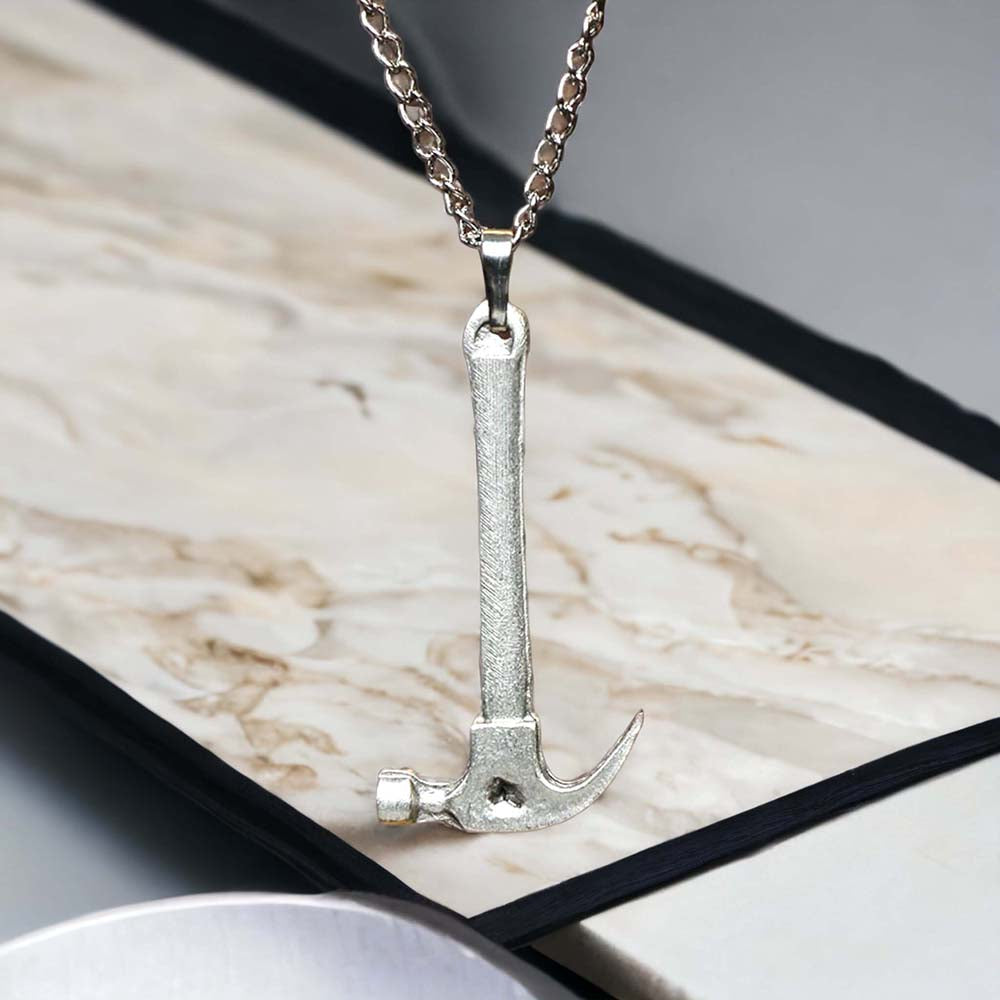 Hammer Design Real Silver Plate Necklace