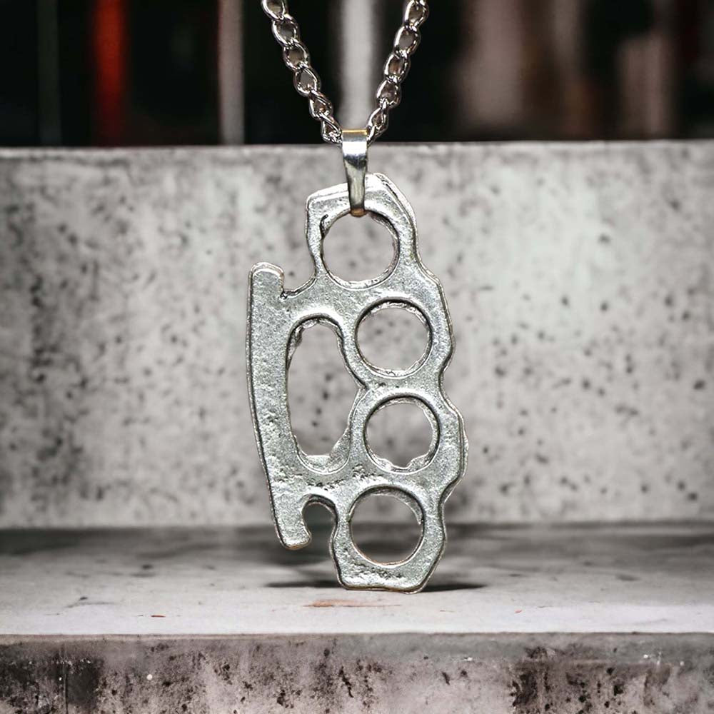 Knuckleduster Design Real Silver Plate Necklace