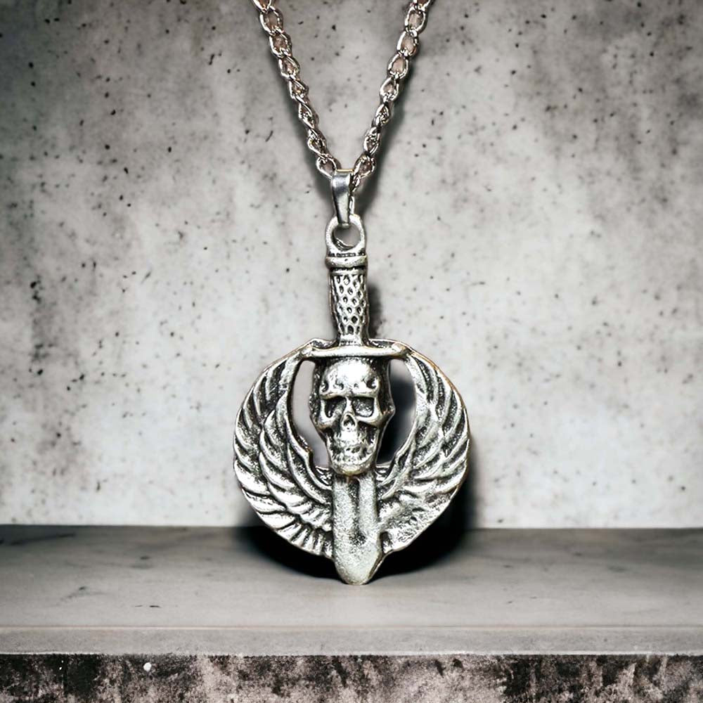 Skull Wing Design Real Silver Plate Necklace