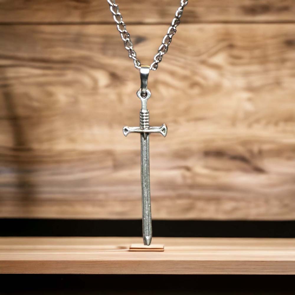 Sword Design Real Silver Plate Necklace