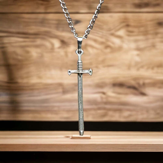 Sword Design Real Silver Plate Necklace