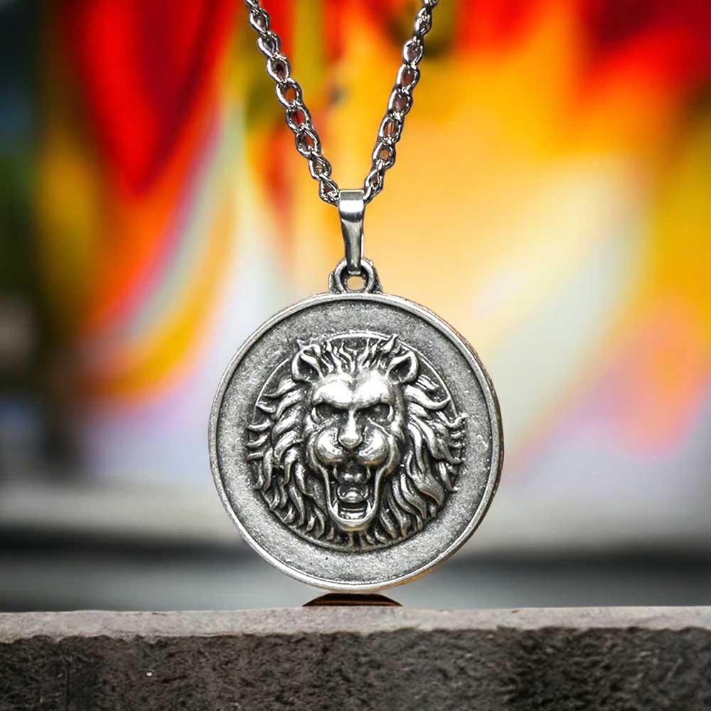 Lion Design Real Silver Plate Necklace