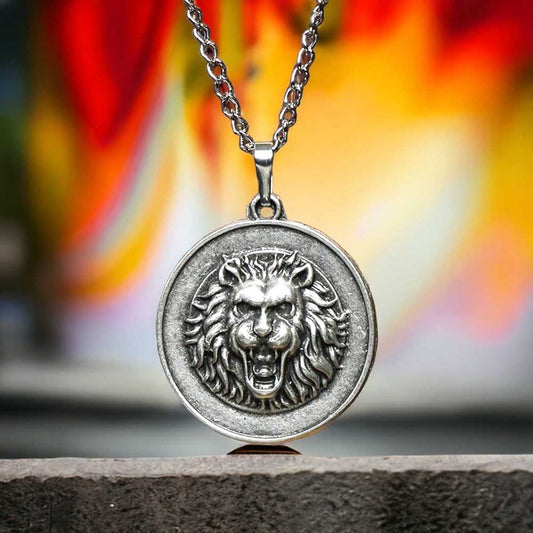 Lion Design Real Silver Plate Necklace