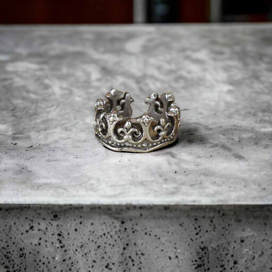 Extended Sizing Unisex Crown Ring İn Real Silver Plate