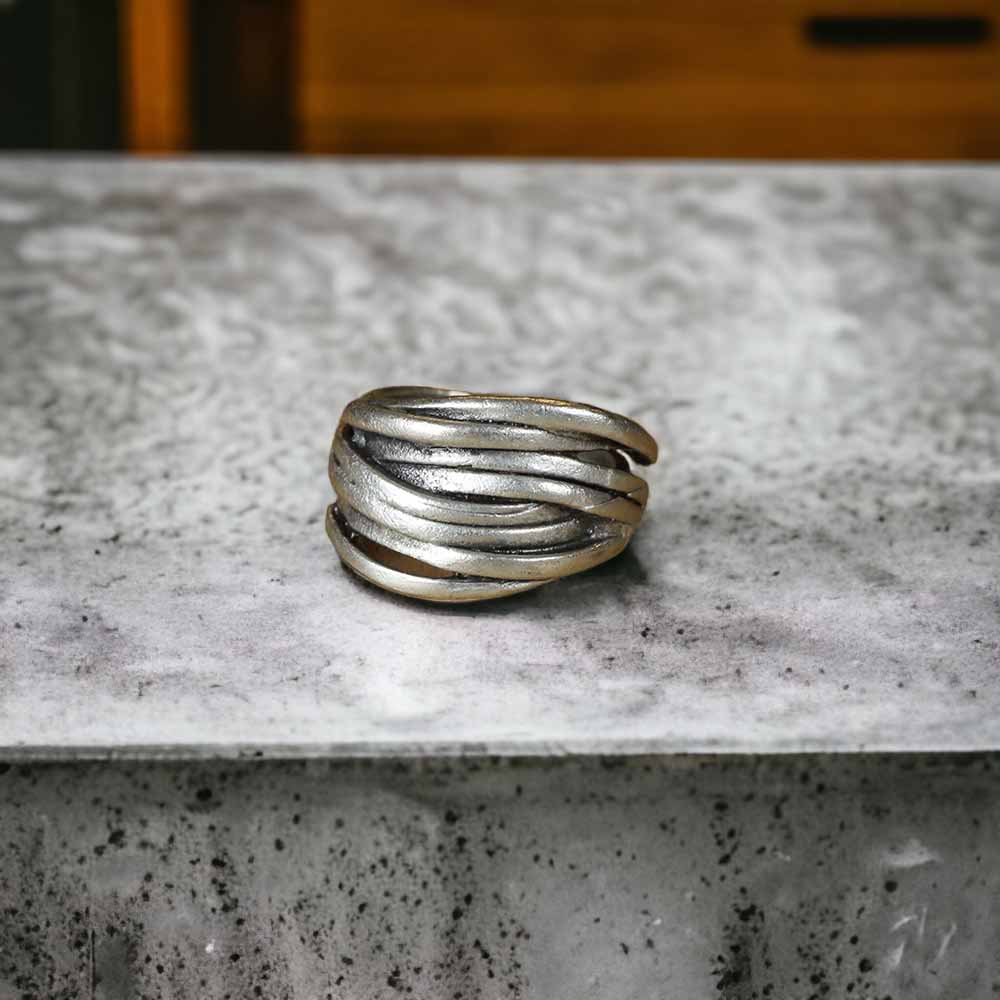 Extended Sizing Unisex Ivy Ring İn Real Silver Plate