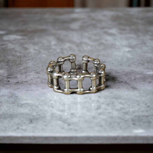 Extended Sizing Unisex Chain Ring İn Real Silver Plate