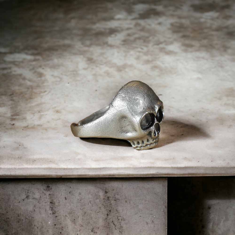 Extended Sizing Unisex Skull Ring İn Real Silver Plate