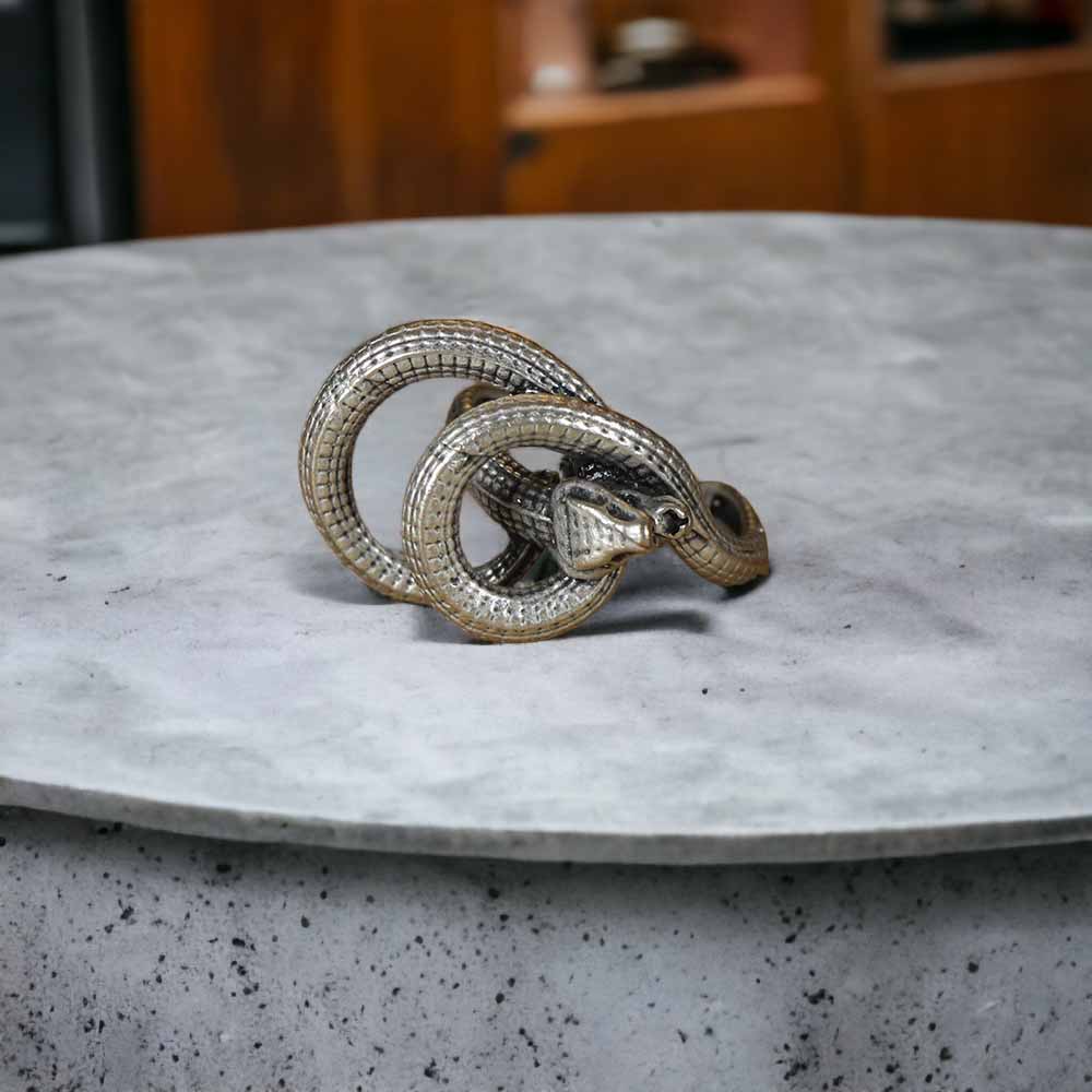 Extended Sizing Unisex Snake Ring İn Real Silver Plate