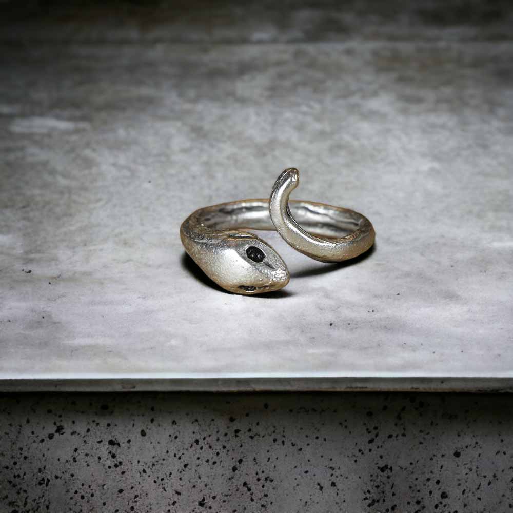 Extended Sizing Unisex Snake Ring İn Real Silver Plate