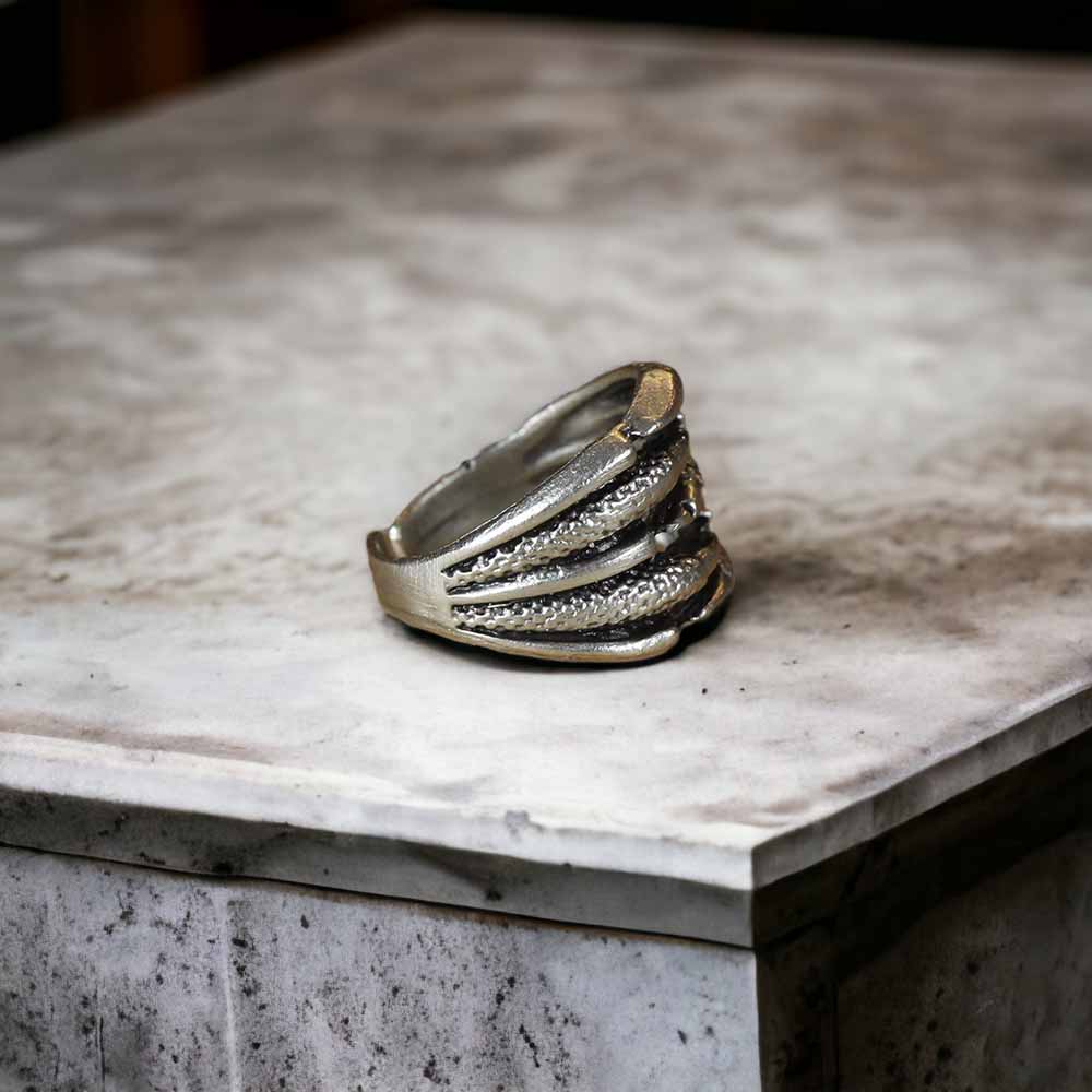 Extended Sizing Unisex Claw Ring İn Real Silver Plate