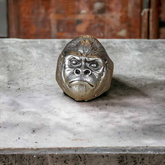 Extended Sizing Unisex Gorilla Ring İn Real Silver Plate