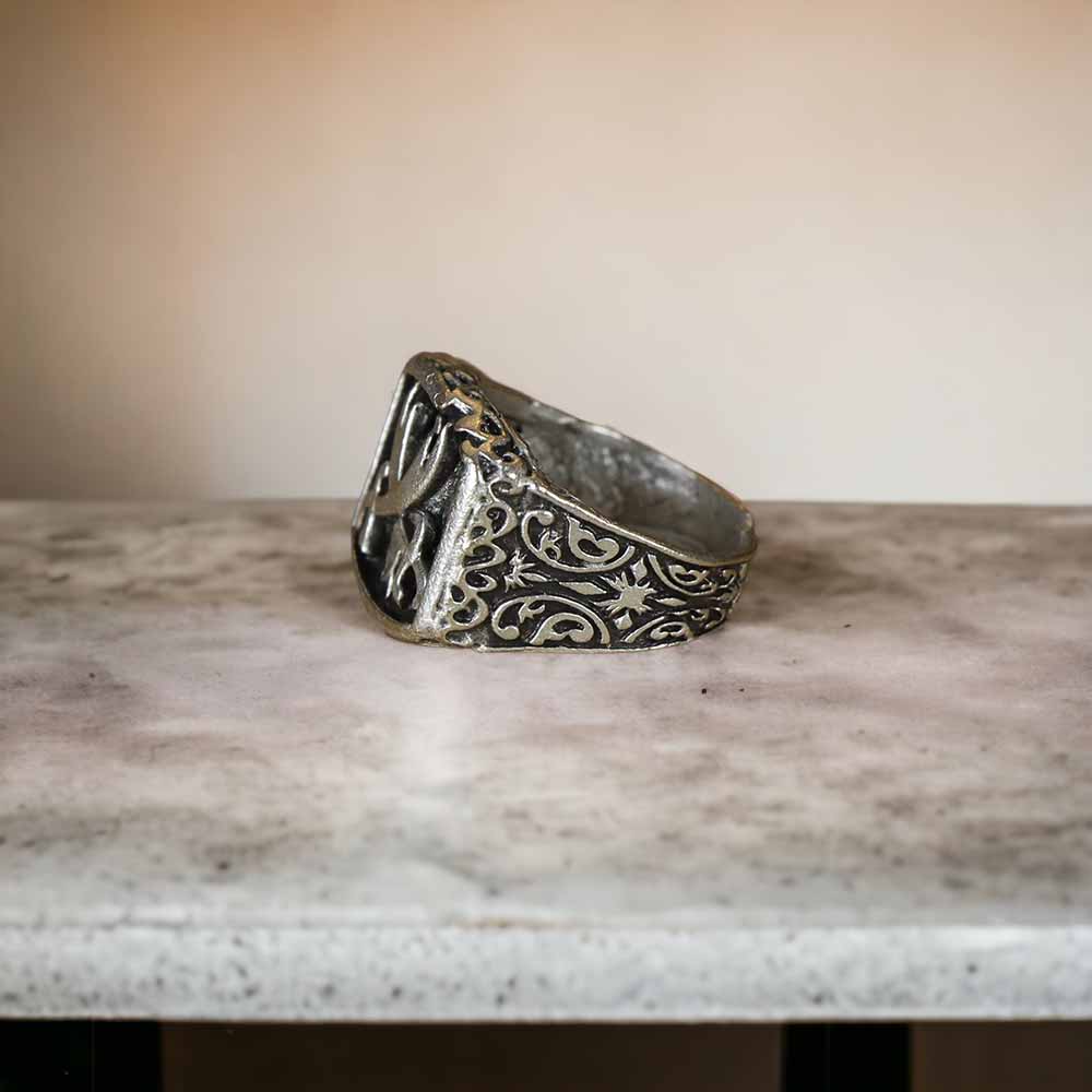 Extended Sizing Unisex Sword Ring İn Real Silver Plate