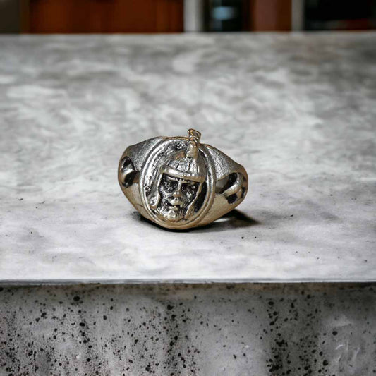 Extended Sizing Unisex Knight Ring İn Real Silver Plate