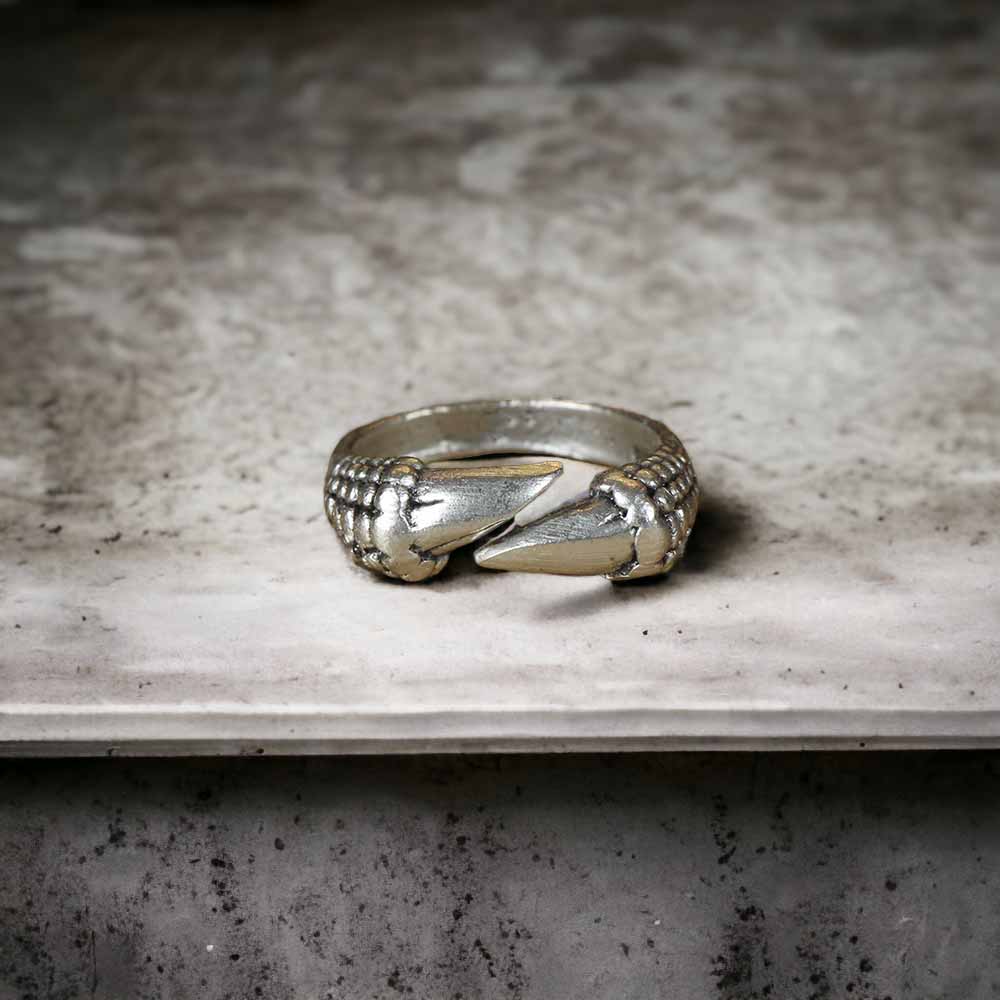 Extended Sizing Unisex Claw Ring İn Real Silver Plate