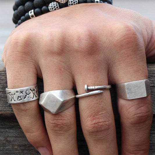 4 Pack Ring Set Design Real Silver Plate Extending Sizing